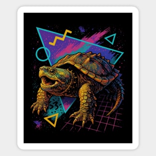 Retro Neon Albino Snapping Turtle Magnet